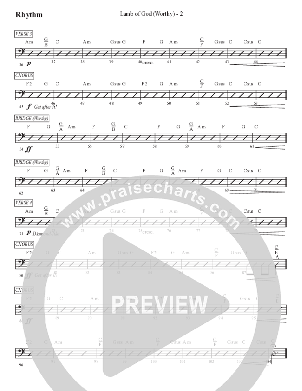 Lamb Of God (Worthy) Rhythm Chart (WorshipTeam.tv)
