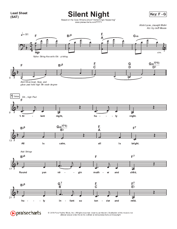 Silent Night Lead Sheet (SAT) (CeCe Winans)