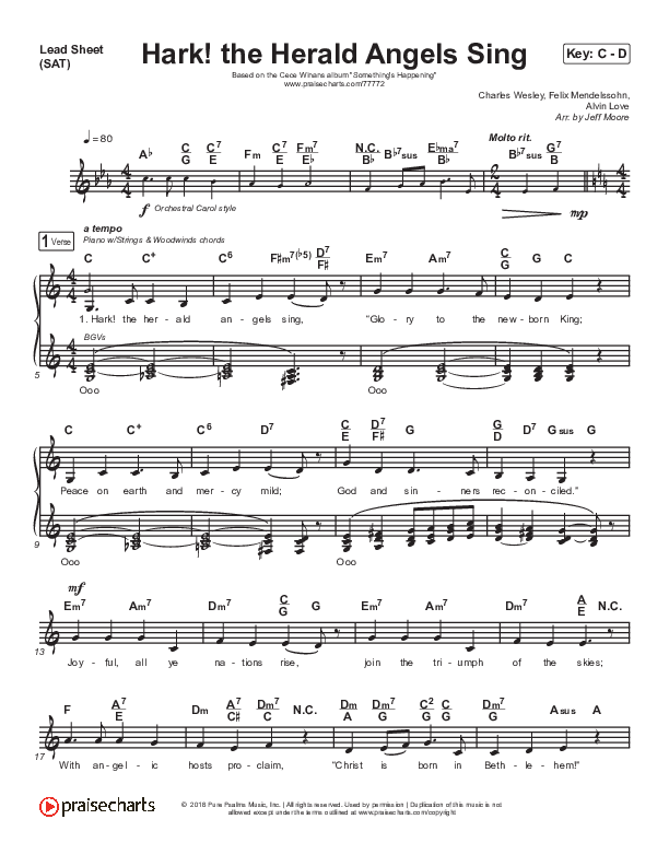 Hark The Herald Angels Sing Lead Sheet (SAT) (CeCe Winans)