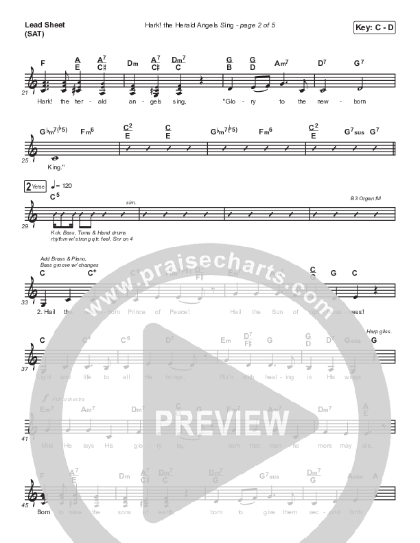 Hark The Herald Angels Sing Lead Sheet (SAT) (CeCe Winans)