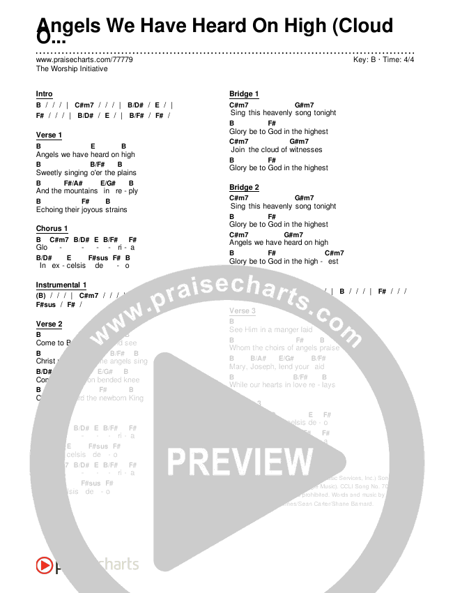 Angels We Have Heard On High (Cloud Of Witnesses) Chords & Lyrics (The Worship Initiative)