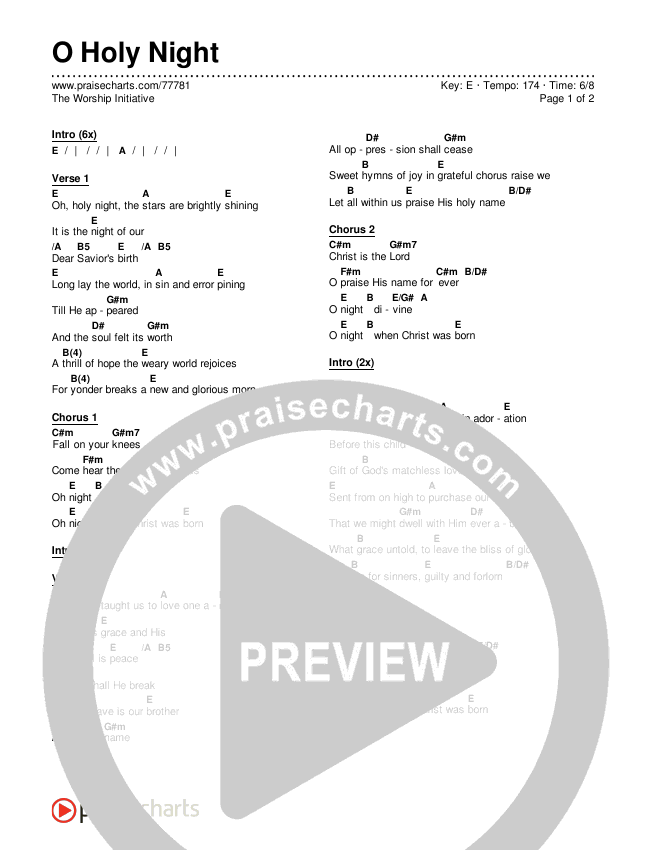 O Holy Night Chords & Lyrics (The Worship Initiative)