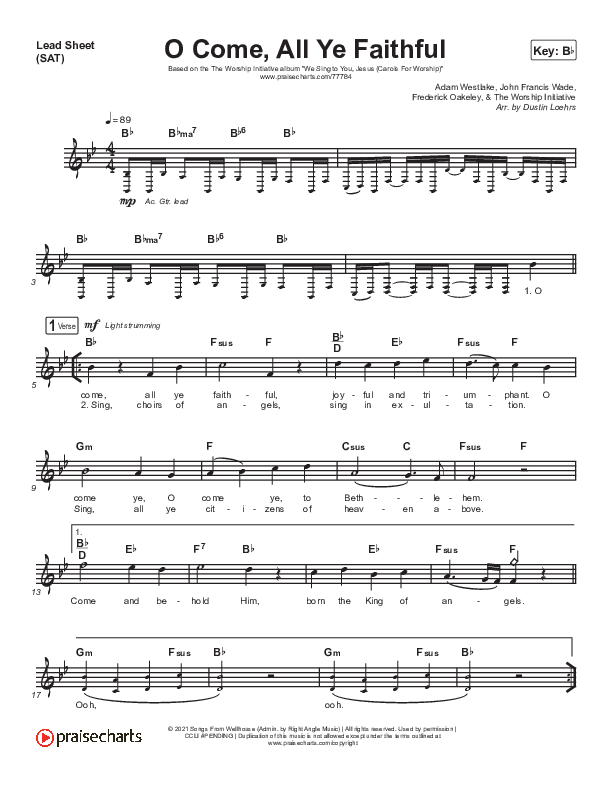 O Come All Ye Faithful (Glory In The Highest) Lead Sheet (SAT) (The Worship Initiative)