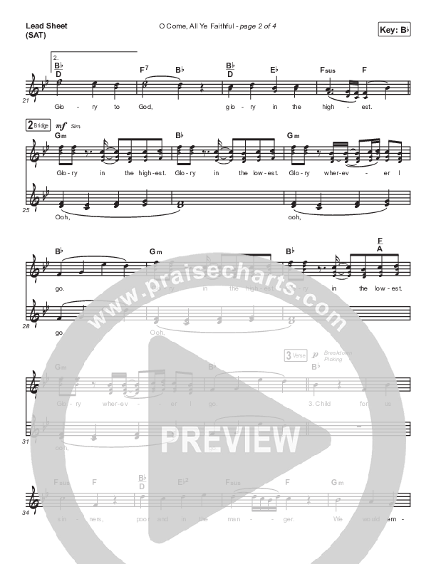 O Come All Ye Faithful (Glory In The Highest) Lead Sheet (SAT) (The Worship Initiative)
