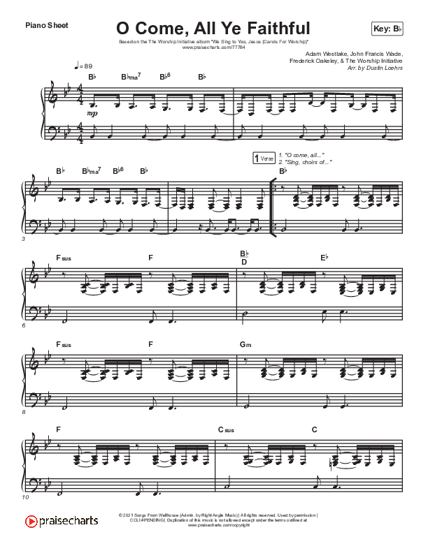 O Come All Ye Faithful (Glory In The Highest) Piano Sheet (The Worship Initiative)