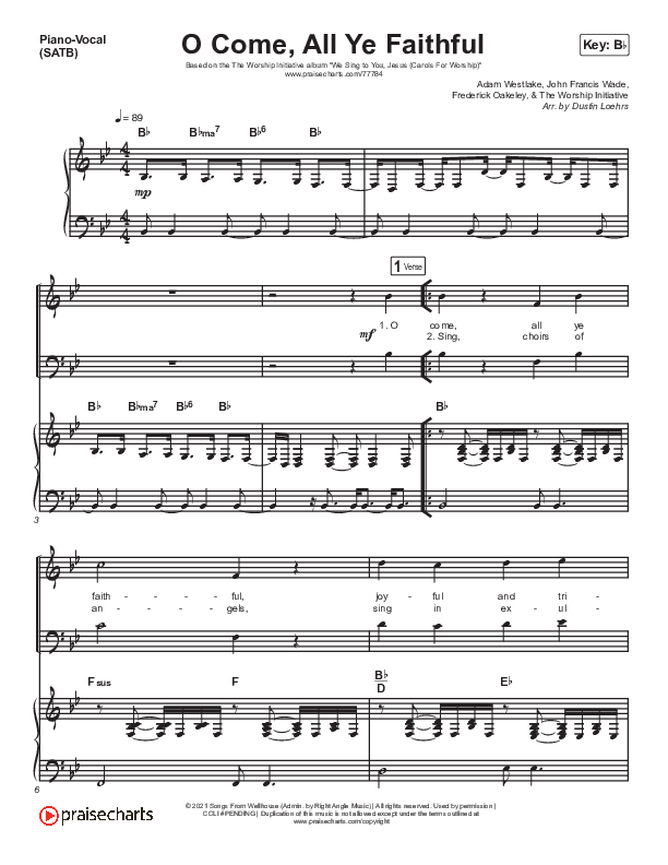 O Come All Ye Faithful (Glory In The Highest) Piano/Vocal (SATB) (The Worship Initiative)