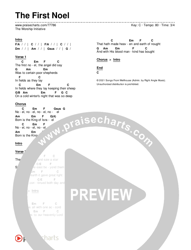 The First Noel Chords & Lyrics (The Worship Initiative)