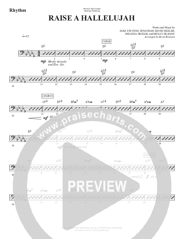 Raise A Hallelujah (Gospel) Rhythm Chart (WorshipTeam.tv)