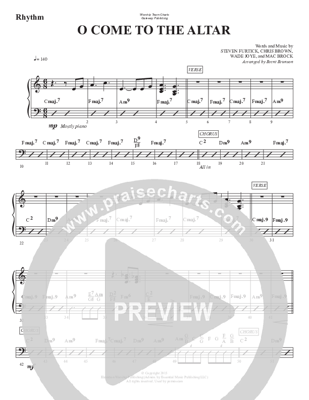 O Come To The Altar (Gospel) Rhythm Chart (WorshipTeam.tv)