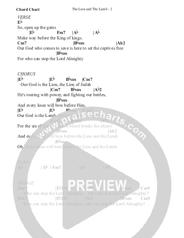 The Lion And The Lamb (Gospel) Chord Chart (WorshipTeam.tv)