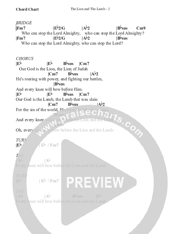 The Lion And The Lamb (Gospel) Chord Chart (WorshipTeam.tv)