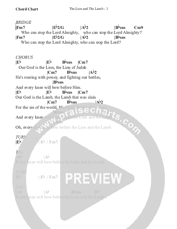 Lion And The Lamb (Gospel) Chord Chart (WorshipTeam.tv)