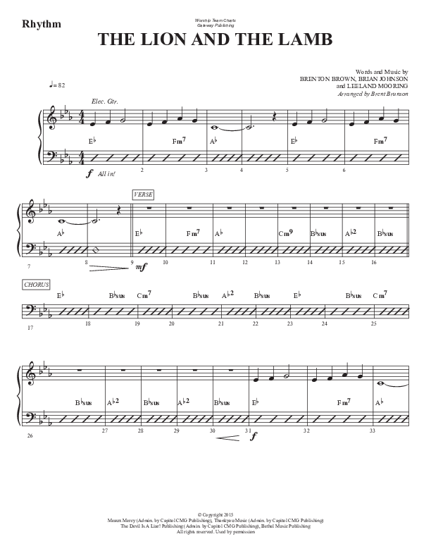 The Lion And The Lamb (Gospel) Rhythm Chart (WorshipTeam.tv)