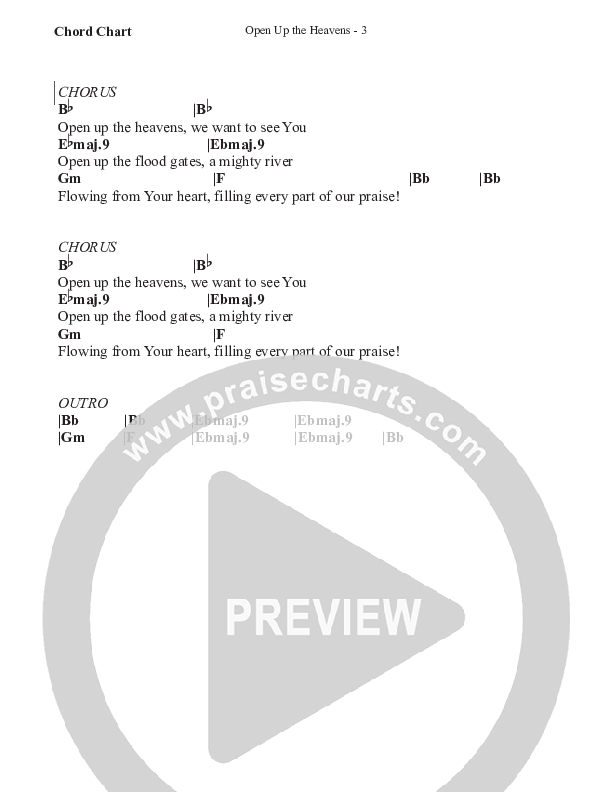 Open Up The Heavens (Gospel) Chord Chart (WorshipTeam.tv)