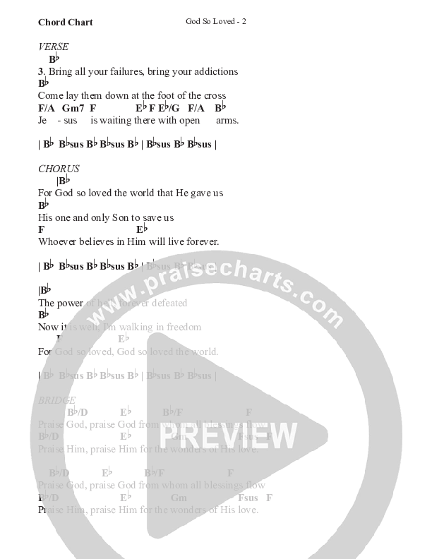 God So Loved (Gospel) Chord Chart (WorshipTeam.tv)