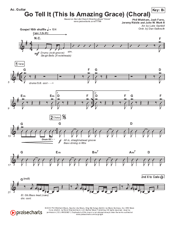 Go Tell It (This Is Amazing Grace) (Choral Anthem SATB) Acoustic Guitar (Life.Church Worship / Arr. Luke Gambill)