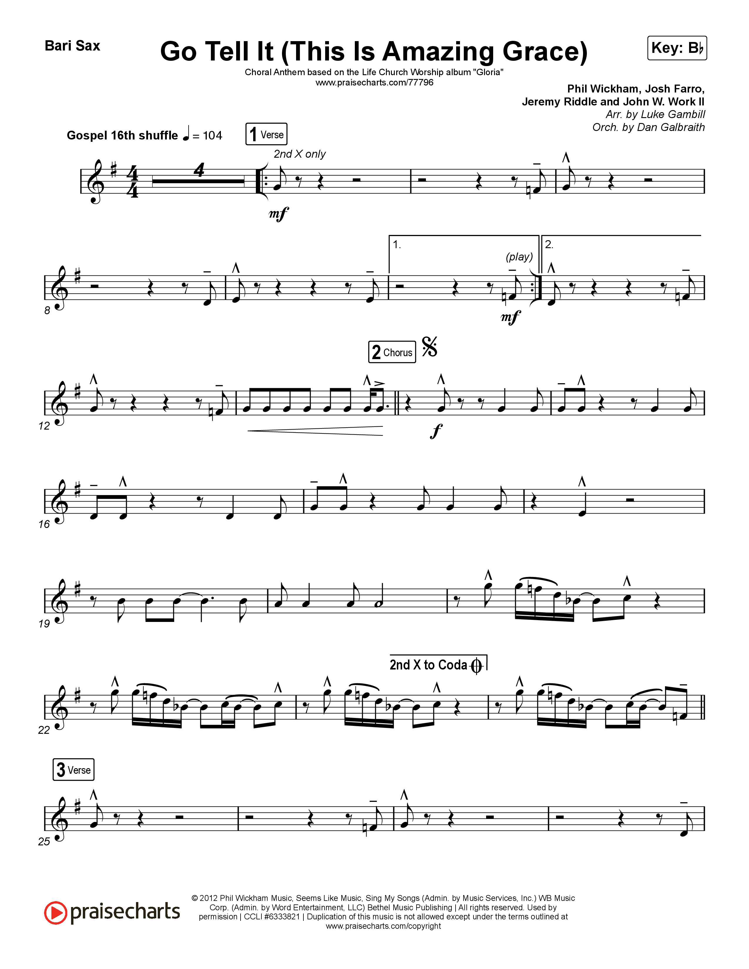 Go Tell It (This Is Amazing Grace) (Choral Anthem SATB) Bari Sax (Life.Church Worship / Arr. Luke Gambill)