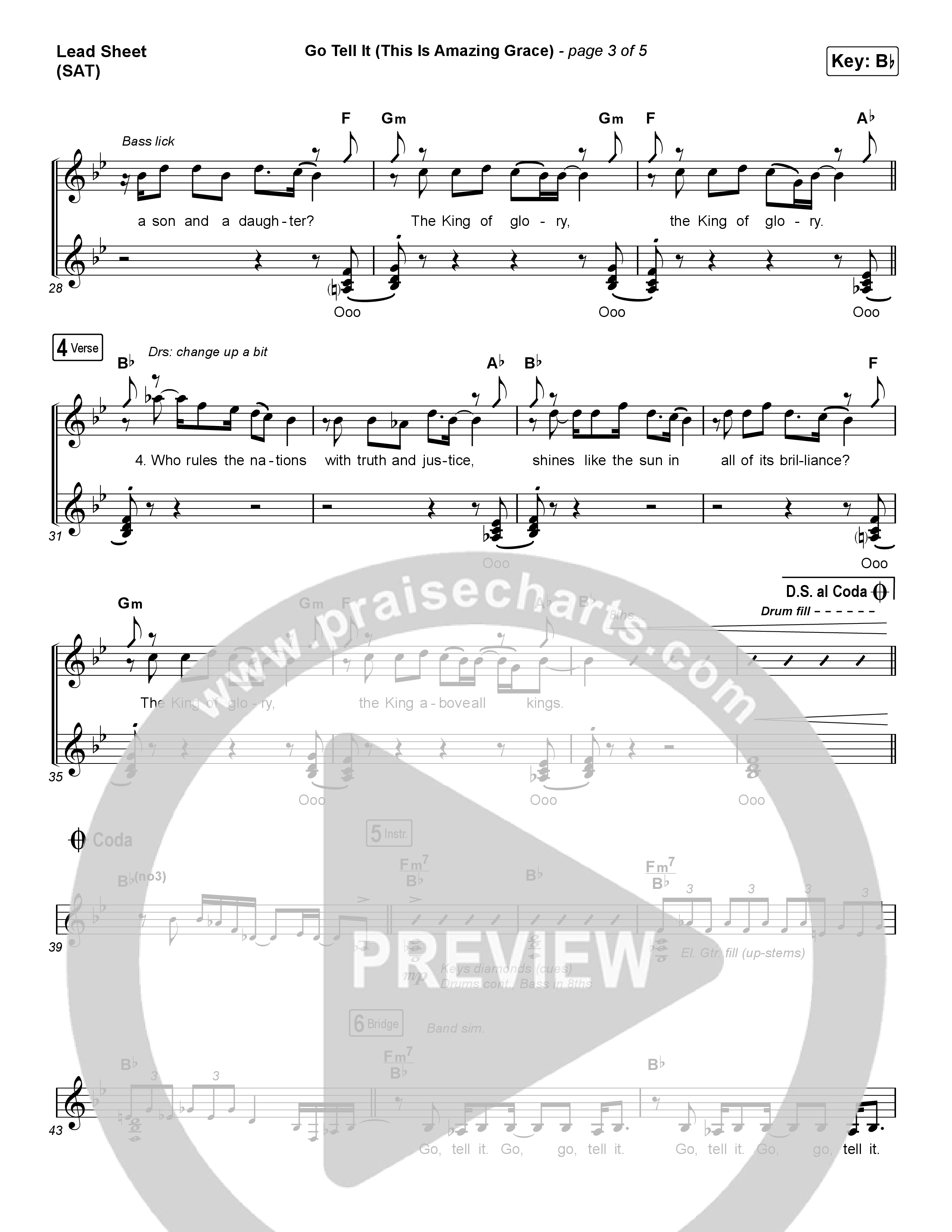 Go Tell It (This Is Amazing Grace) (Choral Anthem SATB) Lead Sheet (SAT) (Life.Church Worship / Arr. Luke Gambill)