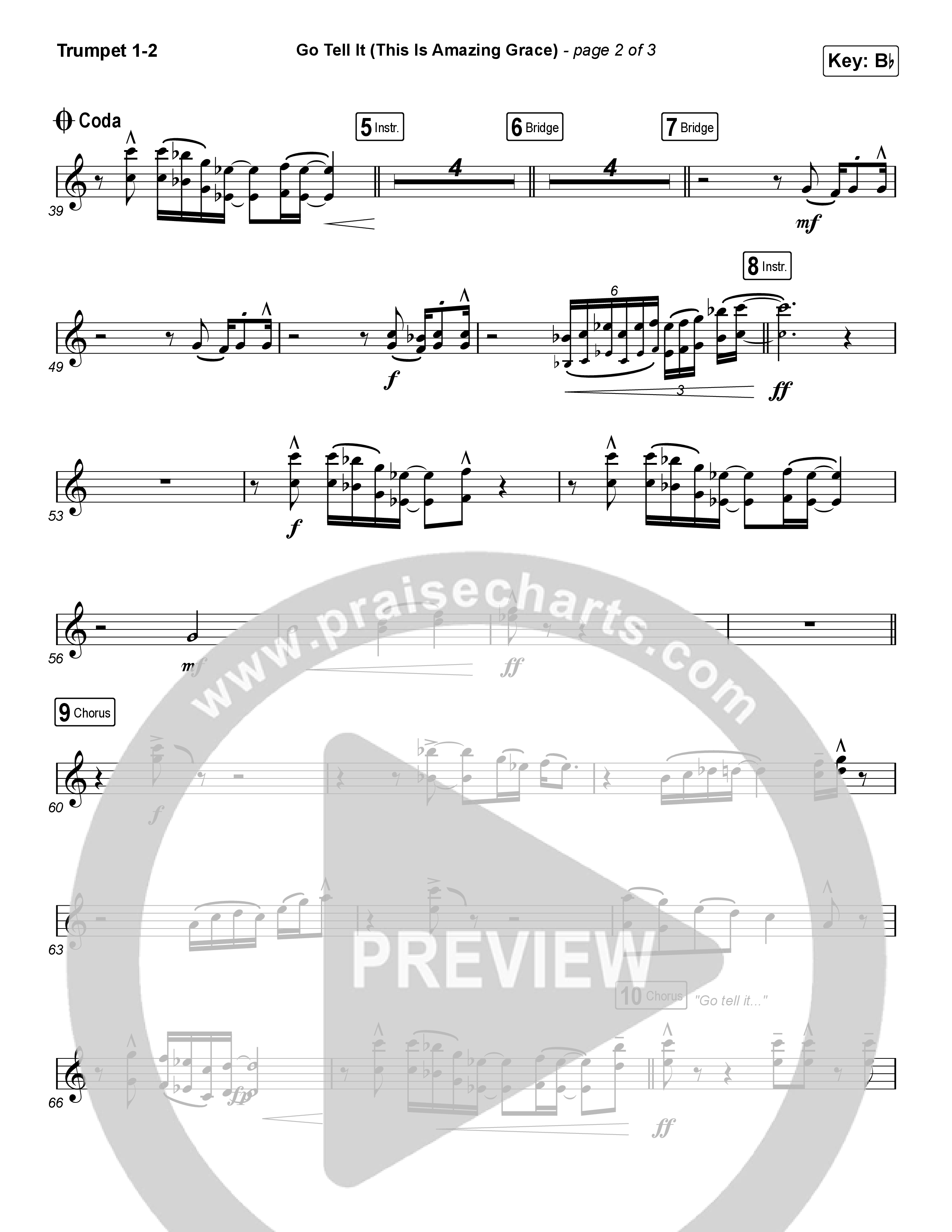 Go Tell It (This Is Amazing Grace) (Choral Anthem SATB) Trumpet 1,2 (Life.Church Worship / Arr. Luke Gambill)