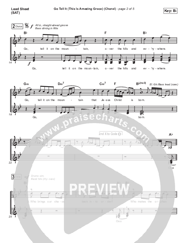Go Tell It (This Is Amazing Grace) (Choral Anthem SATB) Lead Sheet (SAT) (Life.Church Worship / Arr. Luke Gambill)