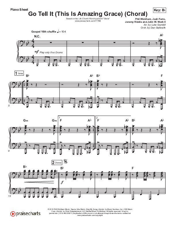 Go Tell It (This Is Amazing Grace) (Choral Anthem SATB) Piano Sheet (Life.Church Worship / Arr. Luke Gambill)