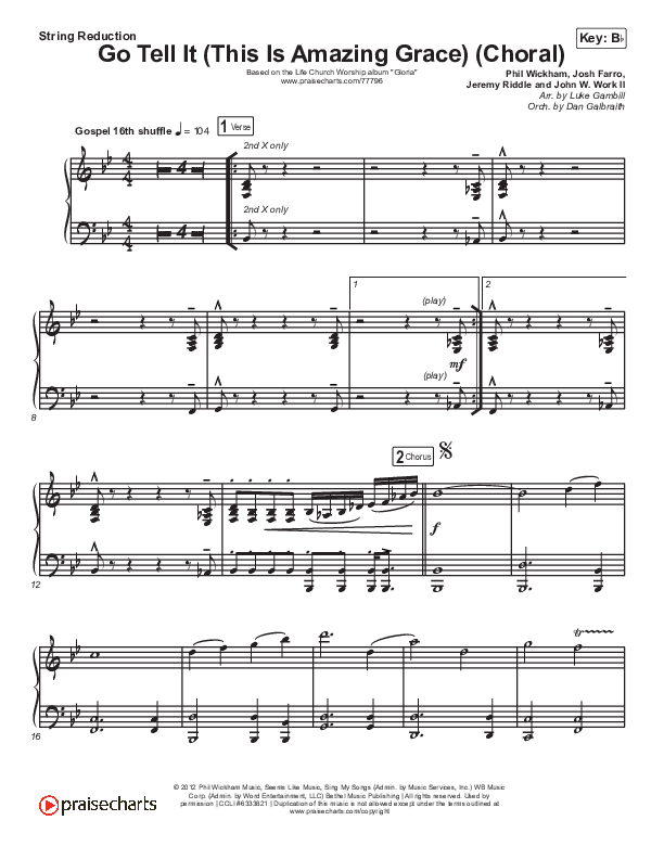 Go Tell It (This Is Amazing Grace) (Choral Anthem SATB) String Reduction (Life.Church Worship / Arr. Luke Gambill)