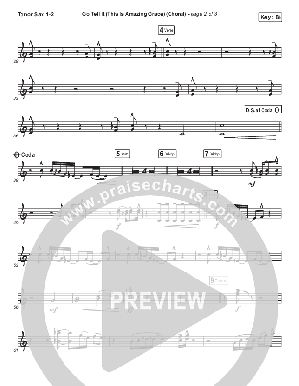 Go Tell It (This Is Amazing Grace) (Choral Anthem SATB) Tenor Sax 1/2 (Life.Church Worship / Arr. Luke Gambill)