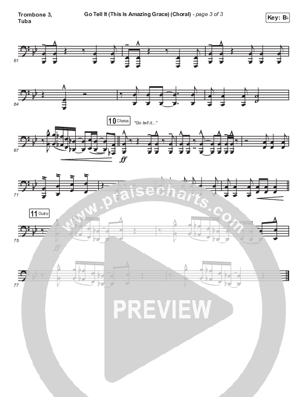 Go Tell It (This Is Amazing Grace) (Choral Anthem SATB) Trombone 3/Tuba (Life.Church Worship / Arr. Luke Gambill)