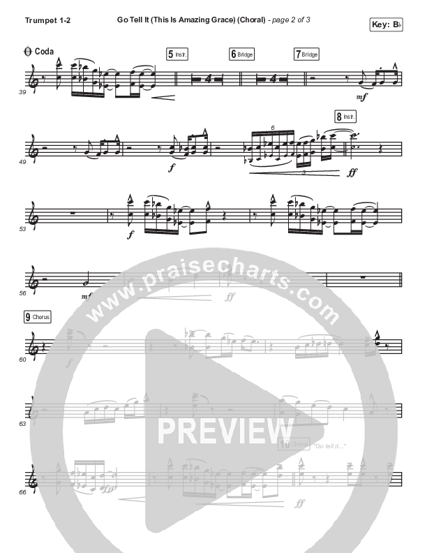 Go Tell It (This Is Amazing Grace) (Choral Anthem SATB) Trumpet 1,2 (Life.Church Worship / Arr. Luke Gambill)