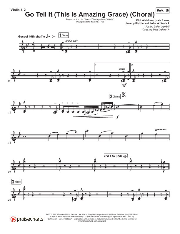 Go Tell It (This Is Amazing Grace) (Choral Anthem SATB) String Pack (Life.Church Worship / Arr. Luke Gambill)