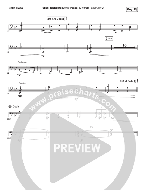 Silent Night (Heavenly Peace) (Choral Anthem SATB) Cello/Bass (We The Kingdom / Arr. Luke Gambill)