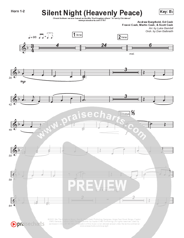 Silent Night (Heavenly Peace) (Choral Anthem SATB) Brass Pack (We The Kingdom / Arr. Luke Gambill)