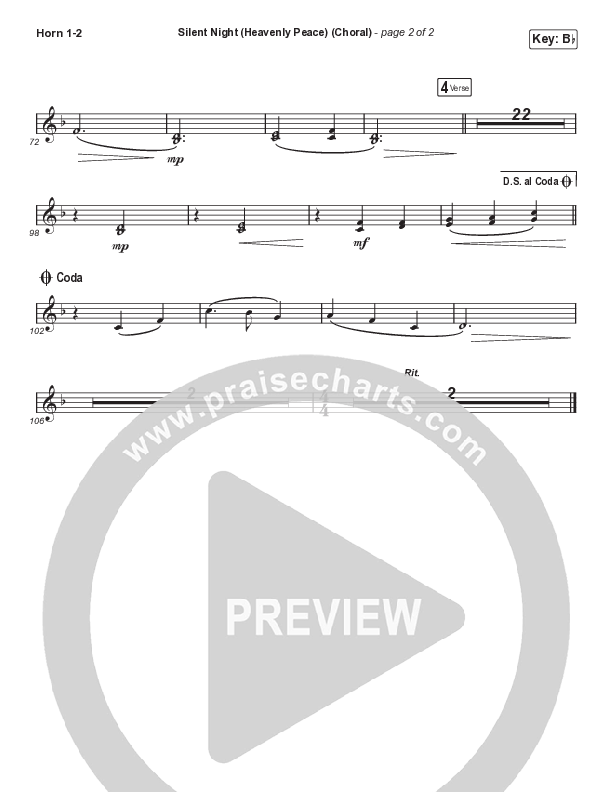 Silent Night (Heavenly Peace) (Choral Anthem SATB) French Horn 1,2 (We The Kingdom / Arr. Luke Gambill)