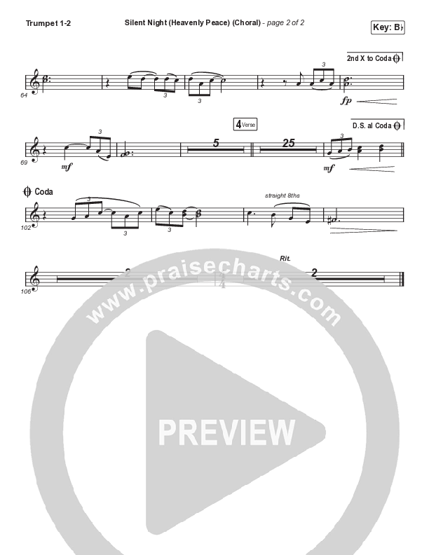 Silent Night (Heavenly Peace) (Choral Anthem SATB) Trumpet 1,2 (We The Kingdom / Arr. Luke Gambill)