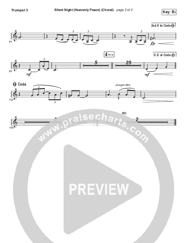 Silent Night (Heavenly Peace) (Choral Anthem SATB) Trumpet 3 (We The Kingdom / Arr. Luke Gambill)