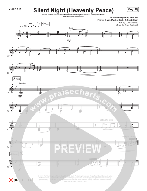 Silent Night (Heavenly Peace) (Choral Anthem SATB) String Pack (We The Kingdom / Arr. Luke Gambill)