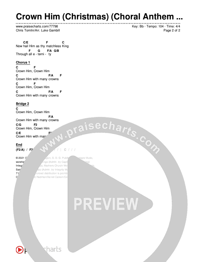 Crown Him (Christmas) (Choral Anthem SATB) Chords & Lyrics (Chris Tomlin / Arr. Luke Gambill)