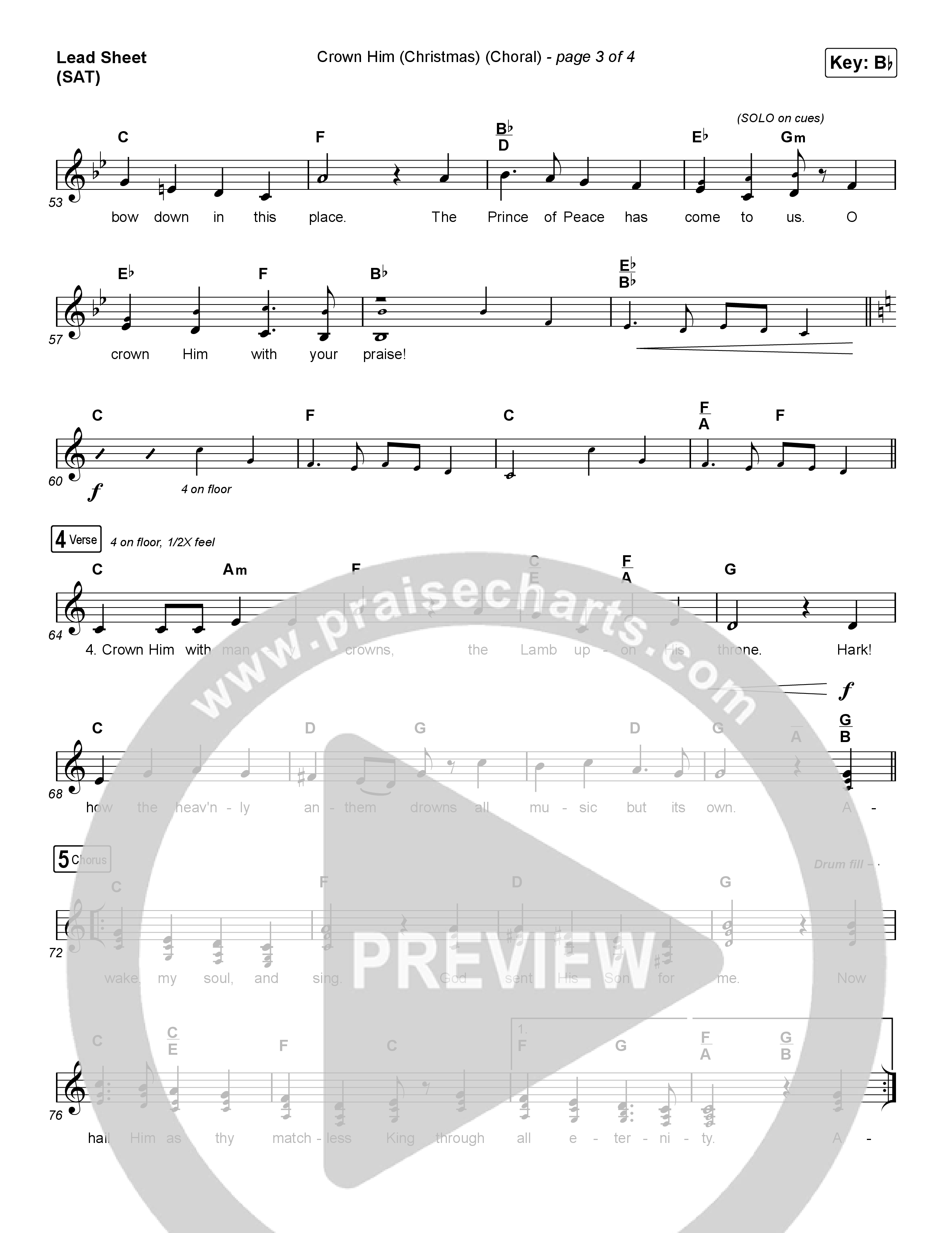 Crown Him (Christmas) (Choral Anthem SATB) Lead Sheet (SAT) (Chris Tomlin / Arr. Luke Gambill)