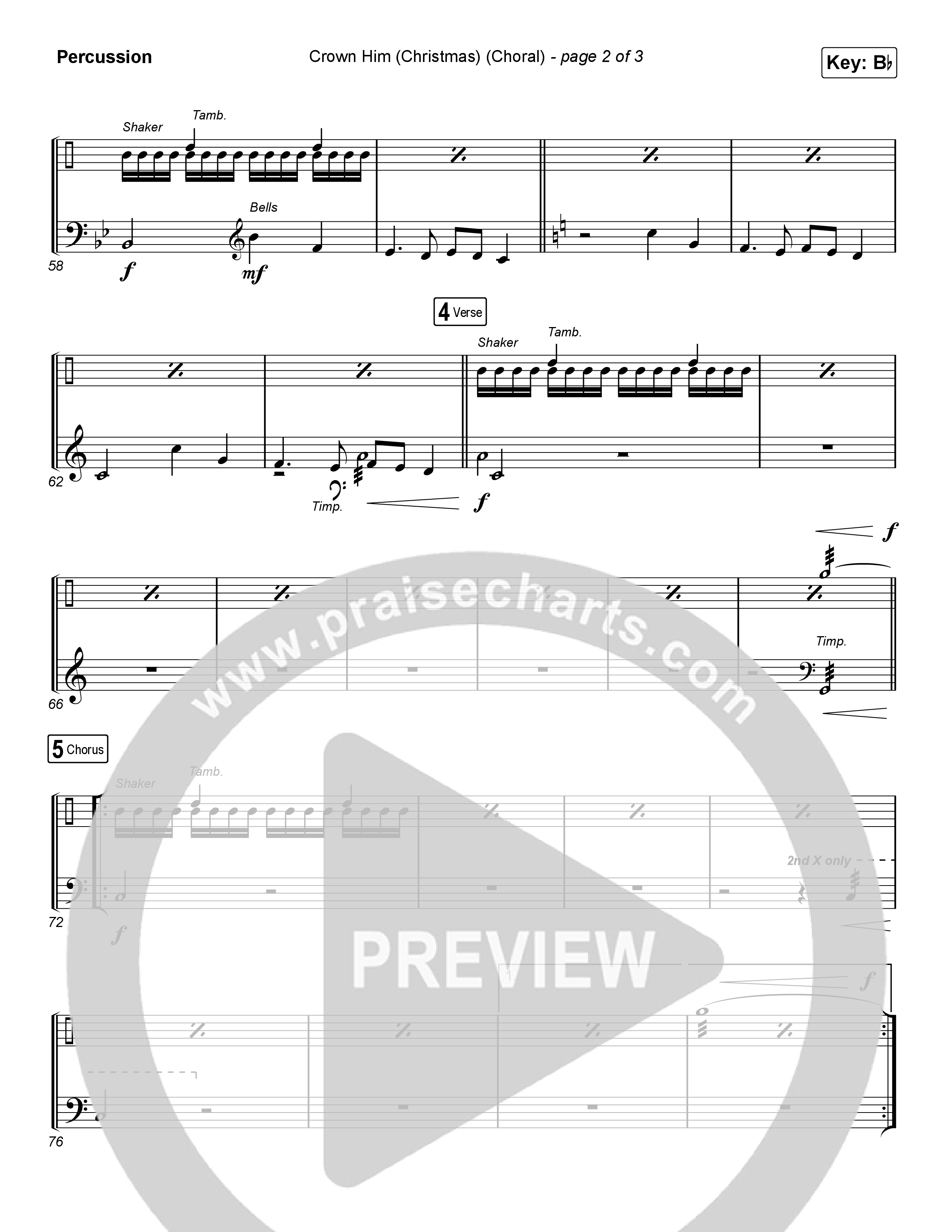 Crown Him (Christmas) (Choral Anthem SATB) Percussion (Chris Tomlin / Arr. Luke Gambill)