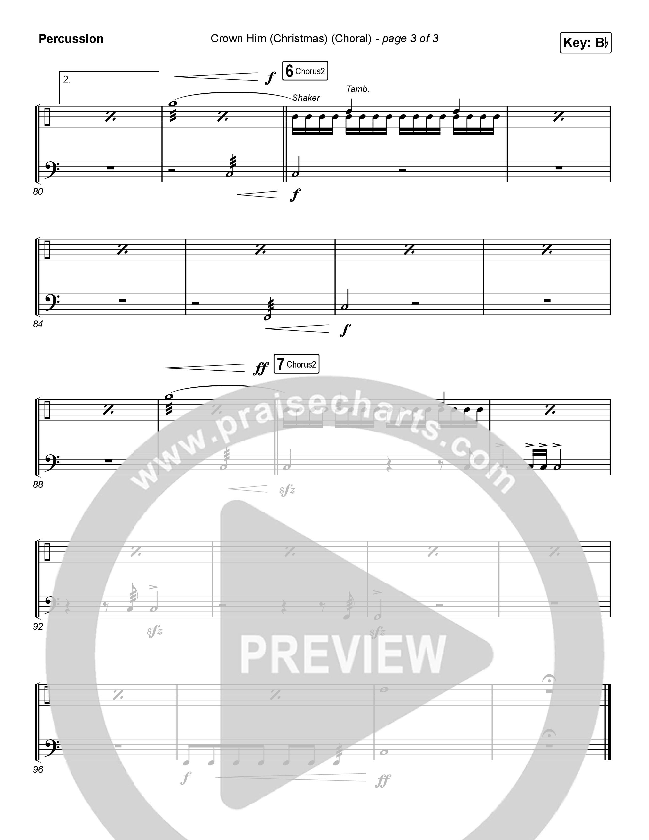 Crown Him (Christmas) (Choral Anthem SATB) Percussion (Chris Tomlin / Arr. Luke Gambill)