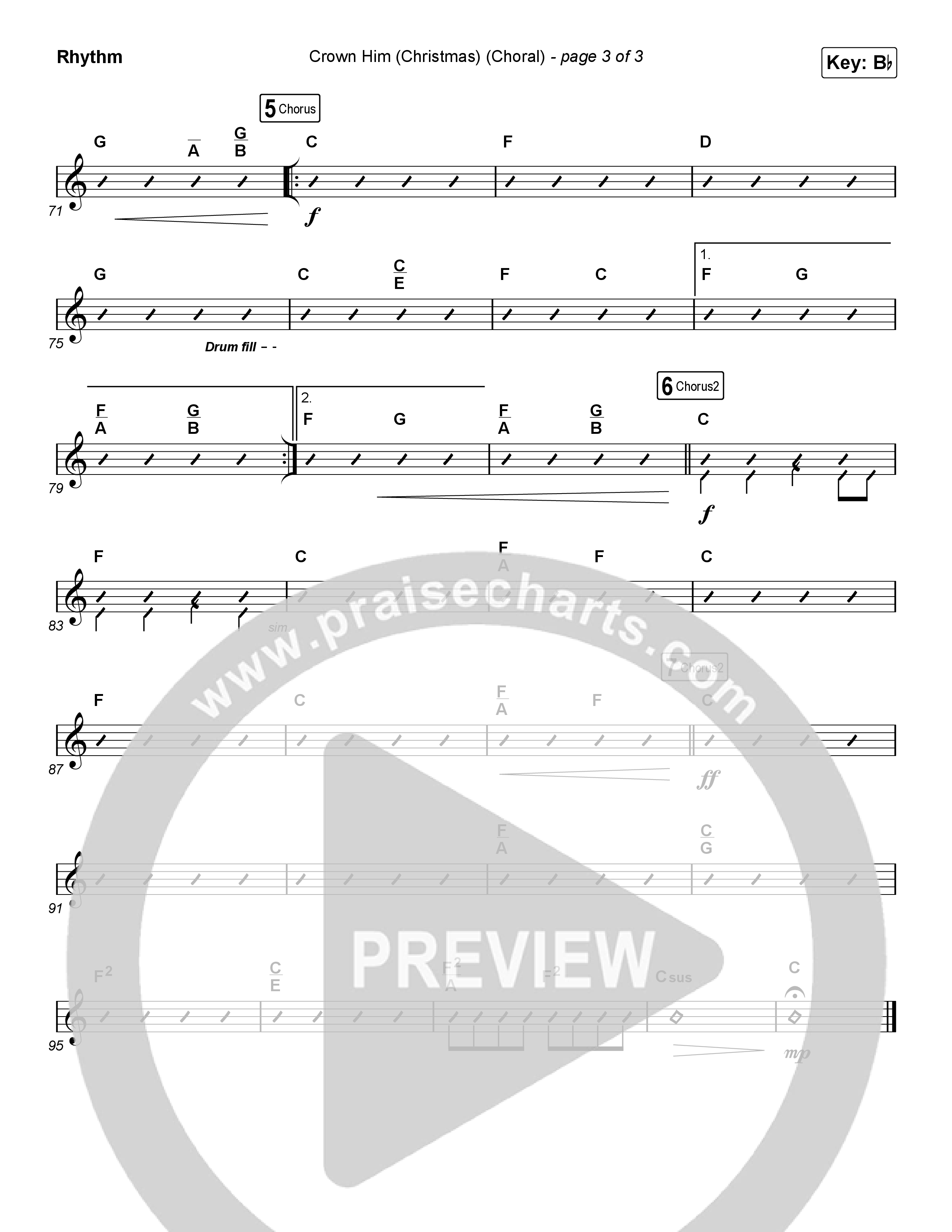 Crown Him (Christmas) (Choral Anthem SATB) Rhythm Chart (Chris Tomlin / Arr. Luke Gambill)