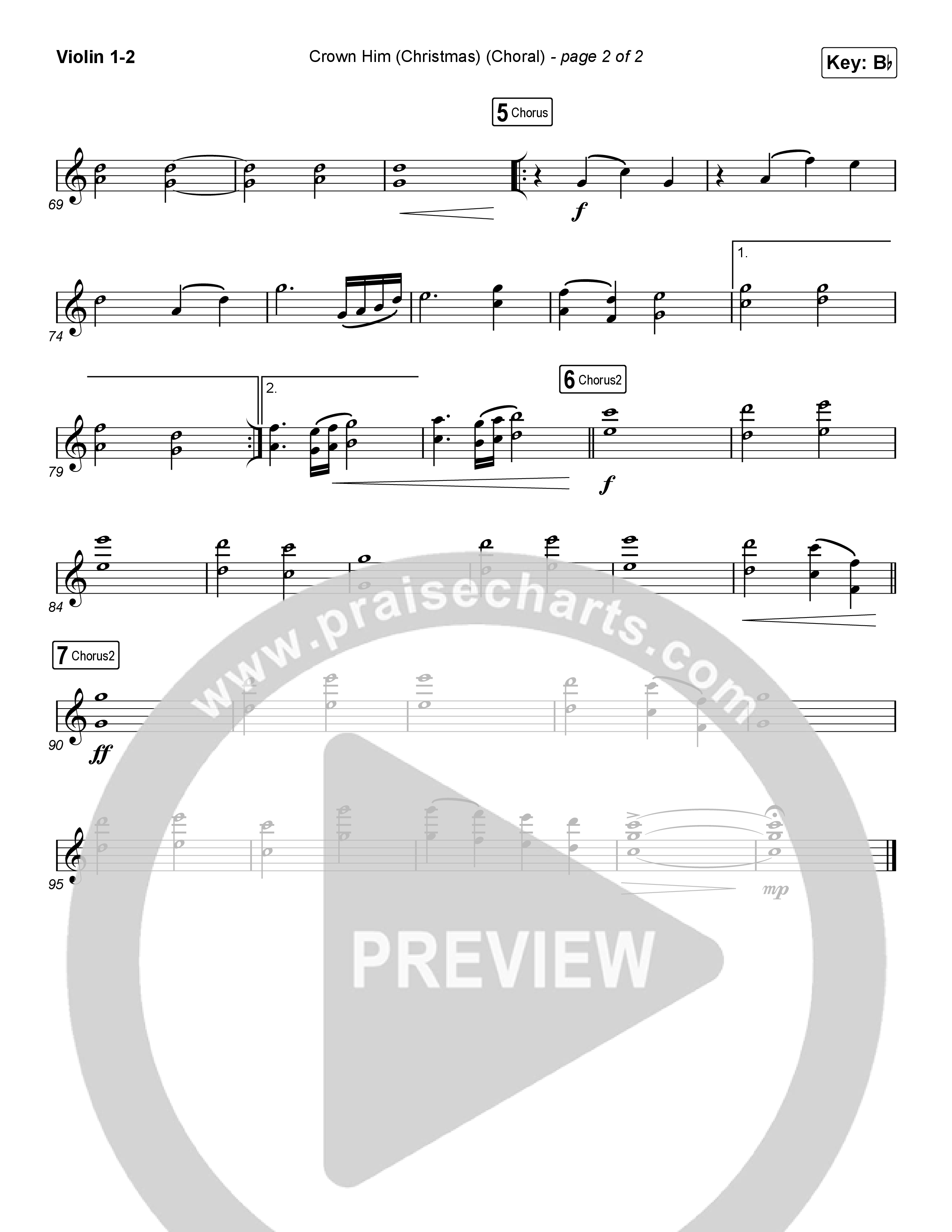 Crown Him (Christmas) (Choral Anthem SATB) Violin 1/2 (Chris Tomlin / Arr. Luke Gambill)