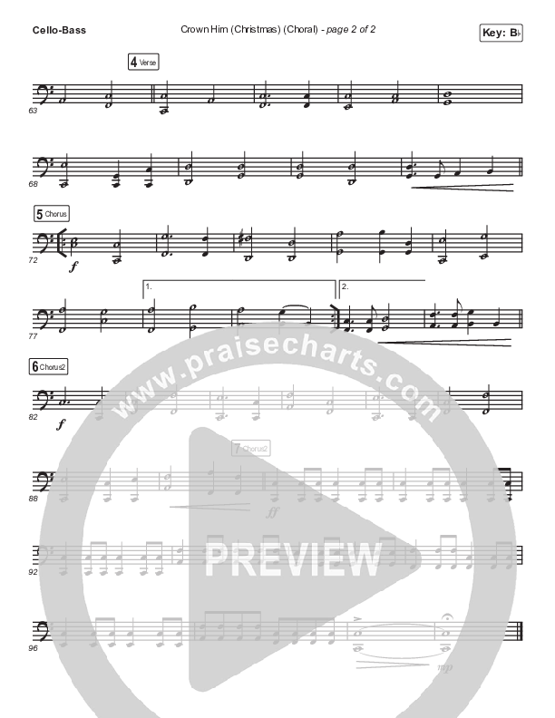 Crown Him (Christmas) (Choral Anthem SATB) Cello/Bass (Chris Tomlin / Arr. Luke Gambill)