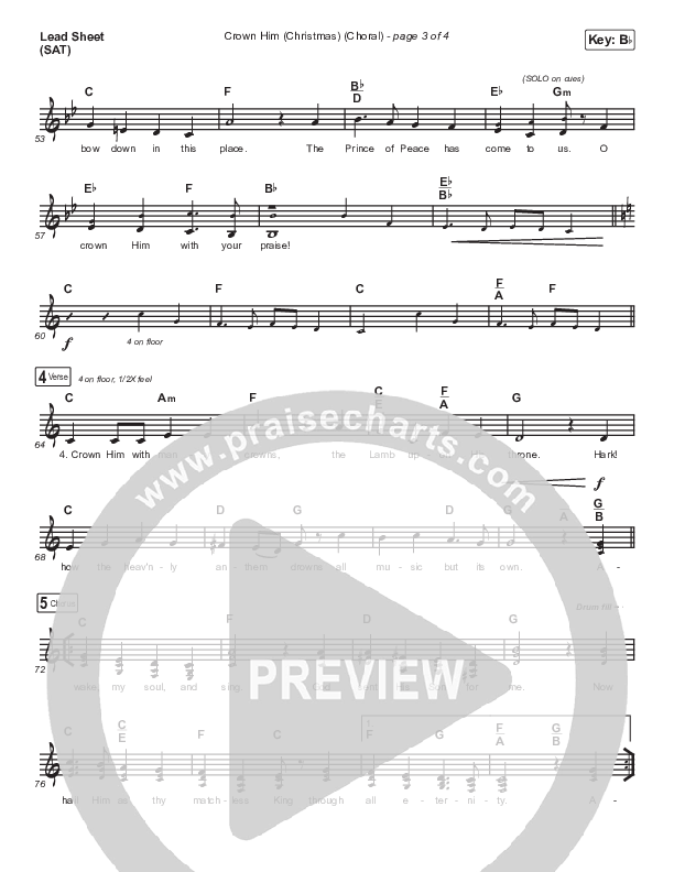 Crown Him (Christmas) (Choral Anthem SATB) Lead Sheet (SAT) (Chris Tomlin / Arr. Luke Gambill)