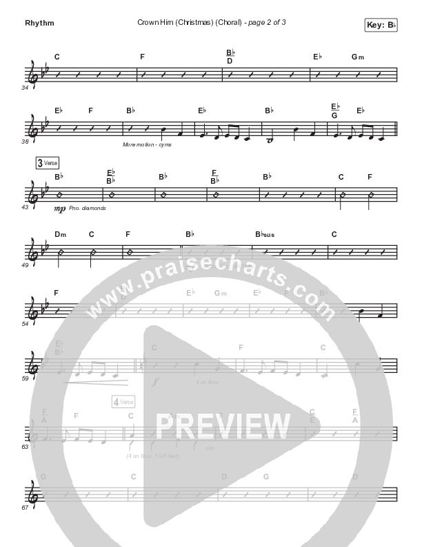Crown Him (Christmas) (Choral Anthem SATB) Rhythm Chart (Chris Tomlin / Arr. Luke Gambill)