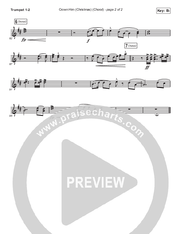Crown Him (Christmas) (Choral Anthem SATB) Trumpet 1,2 (Chris Tomlin / Arr. Luke Gambill)