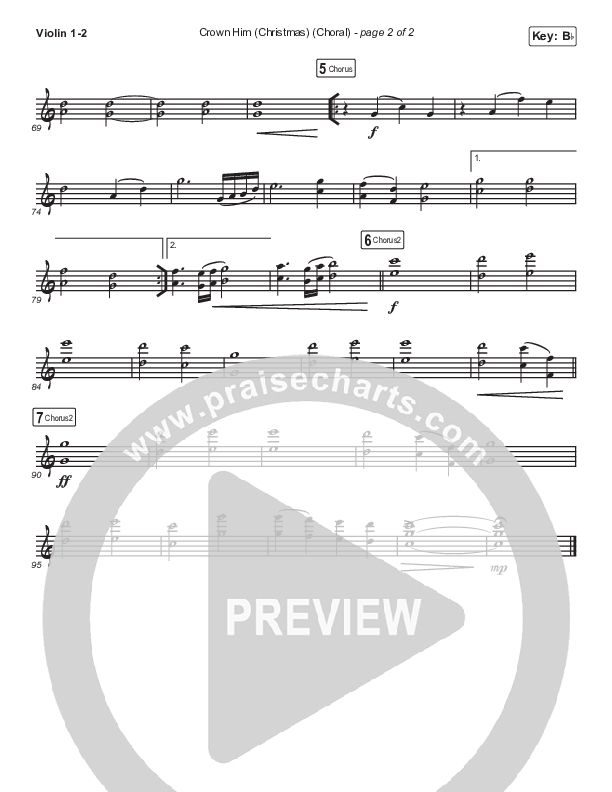 Crown Him (Christmas) (Choral Anthem SATB) Violin 1/2 (Chris Tomlin / Arr. Luke Gambill)