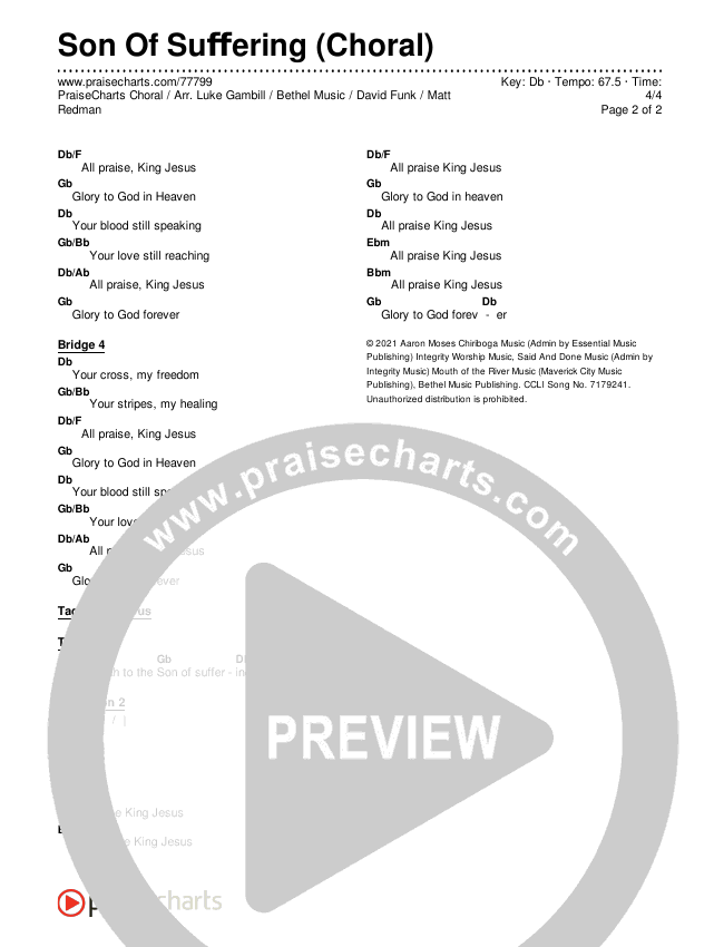 Son Of Suffering (Choral Anthem SATB) Chords & Lyrics (Bethel Music / David Funk / Matt Redman / Arr. Luke Gambill)