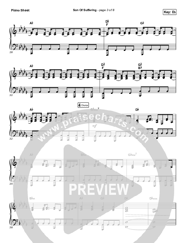 Son Of Suffering (Choral Anthem SATB) Piano Sheet (Bethel Music / David Funk / Matt Redman / Arr. Luke Gambill)