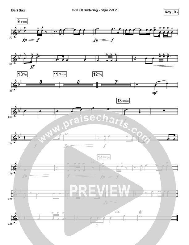 Son Of Suffering (Choral Anthem SATB) Bari Sax (Bethel Music / David Funk / Matt Redman / Arr. Luke Gambill)